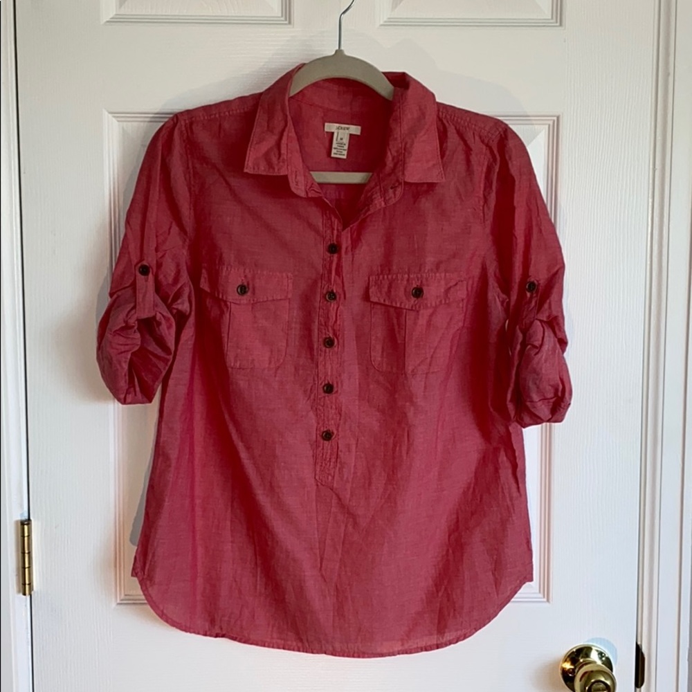 J. Crew Half Button Down Coral